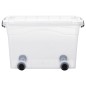 vidaXL Aufbewahrungsboxen mit Rollen & Deckeln 2 Stk. Transparent 40 L vidaXL Aufbewahrungsboxen mit Rollen & Deckeln 2 Stk. Transparent 40 L