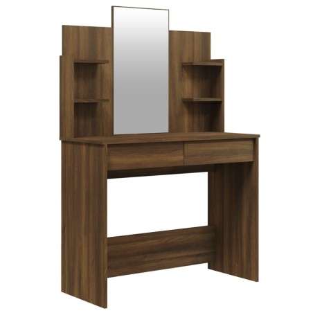 vidaXL Schminktisch mit Spiegel Braun Eichen-Optik 96x40x142 cm
