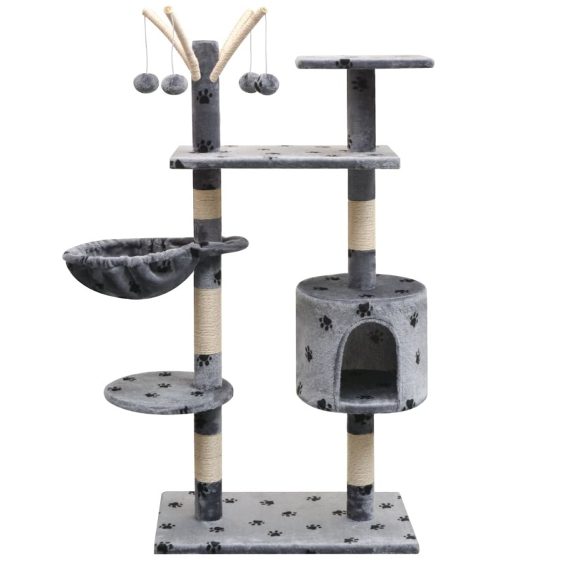 vidaXL Katzen-Kratzbaum 125 cm Grau mit Pfoten-Aufdruck vidaXL Katzen-Kratzbaum 125 cm Grau mit Pfoten-Aufdruck