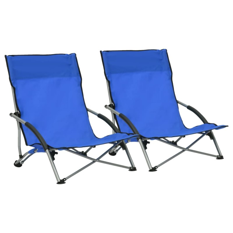 vidaXL Klappbare Strandstühle 2 Stk. Blau Stoff vidaXL Klappbare Strandstühle 2 Stk. Blau Stoff