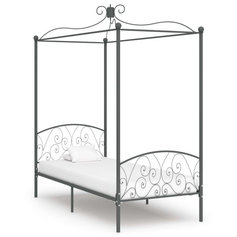 vidaXL Himmelbett-Gestell Grau Metall 90 x 200 cm vidaXL Himmelbett-Gestell Grau Metall 90 x 200 cm