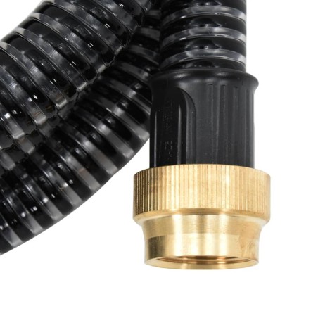 vidaXL Saugschlauch mit Messing-Anschlüssen Schwarz 1,1" 7 m PVC