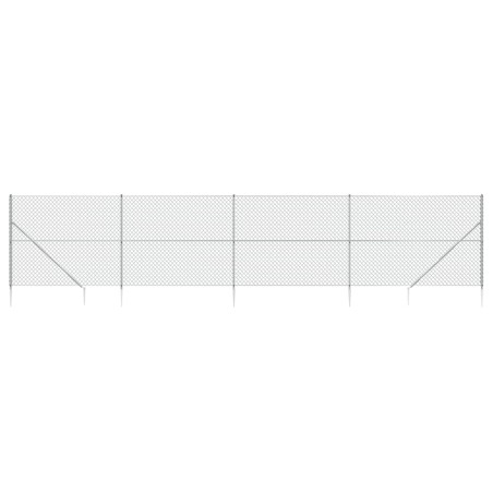 Maschendrahtzaun mit Bodenhülsen Silbern 1,8x10 m