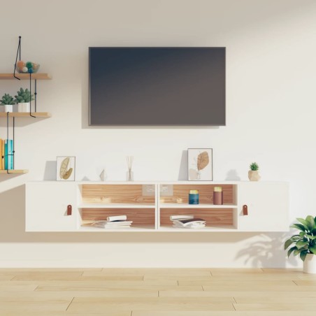 vidaXL Wandschränke 2 Stk. Weiß 80x30x30 cm Massivholz Kiefer