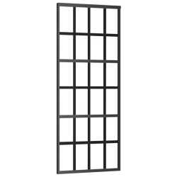 vidaXL Schiebetür ESG-Glas und Aluminium 76x205 cm Schwarz