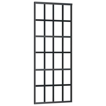 vidaXL Schiebetür ESG-Glas und Aluminium 76x205 cm Schwarz