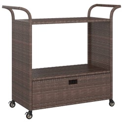 vidaXL Barwagen mit Schublade Braun 100x45x97 cm Poly Rattan  