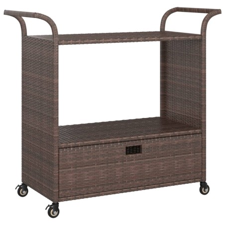 vidaXL Barwagen mit Schublade Braun 100x45x97 cm Poly Rattan  