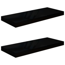 vidaXL Wandregale Schwebend 2 Stk. Hochglanz-Schwarz 60x23,5x3,8cm MDF