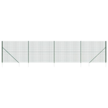 vidaXL Maschendrahtzaun mit Bodenhülsen Grün 1,4x10 m