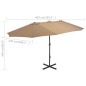 vidaXL Sonnenschirm mit Aluminium-Mast 460x270 cm Taupe vidaXL Sonnenschirm mit Aluminium-Mast 460x270 cm Taupe