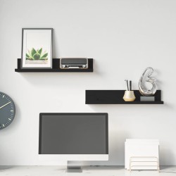 vidaXL Wandregale 2 Stk. Schwarz 50x11x9 cm Massivholz Kiefer