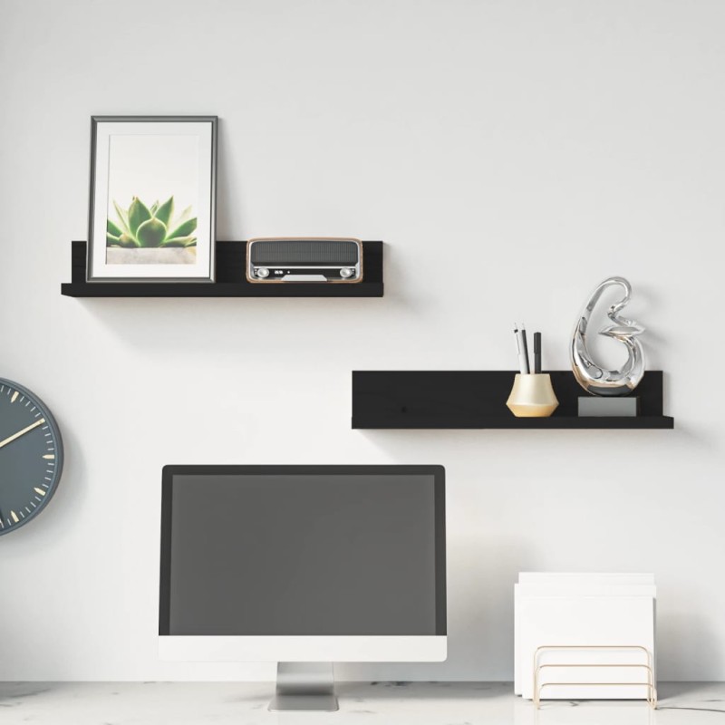 vidaXL Wandregale 2 Stk. Schwarz 50x11x9 cm Massivholz Kiefer vidaXL Wandregale 2 Stk. Schwarz 50x11x9 cm Massivholz Kiefer