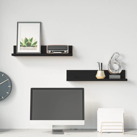 vidaXL Wandregale 2 Stk. Schwarz 50x11x9 cm Massivholz Kiefer