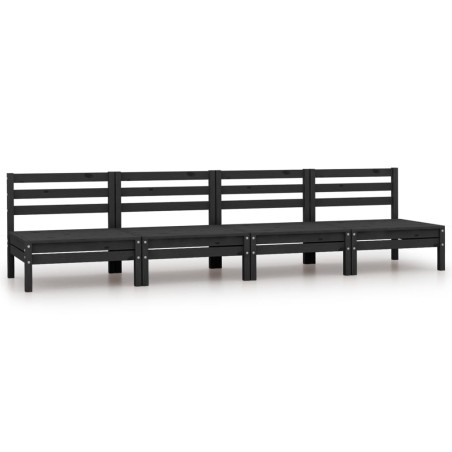 vidaXL Garten-Mittelsofas 4 Stk. Schwarz Massivholz Kiefer 