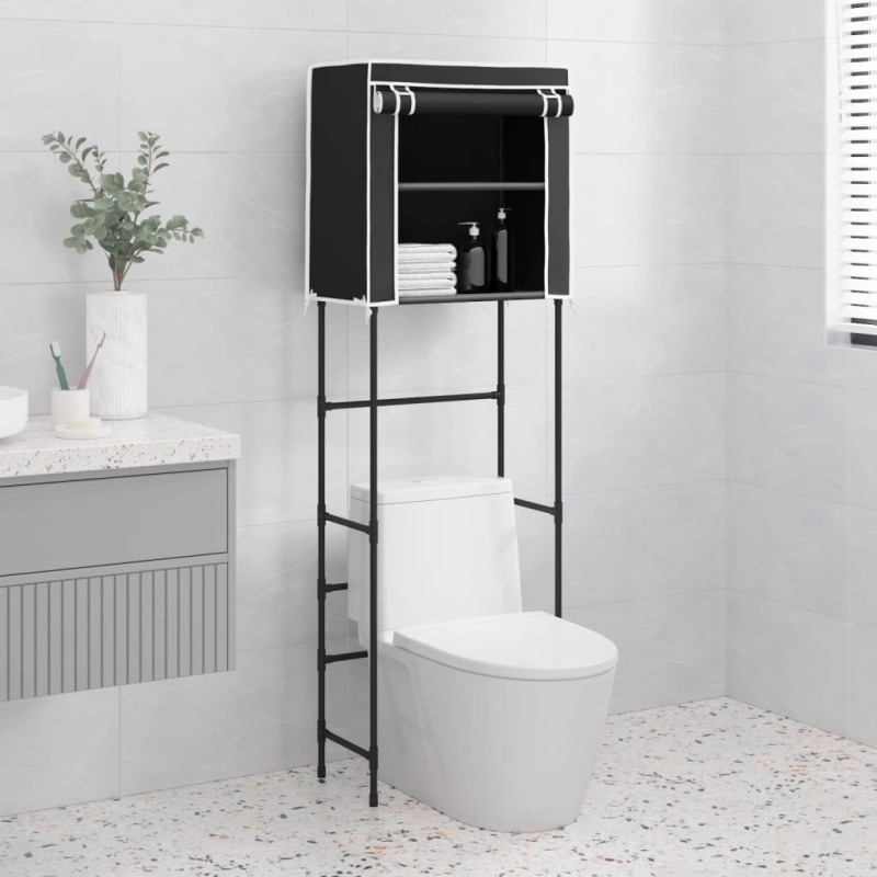 vidaXL Toilettenregal 2 Ablagen Schwarz 56x30x170 cm Eisen vidaXL Toilettenregal 2 Ablagen Schwarz 56x30x170 cm Eisen