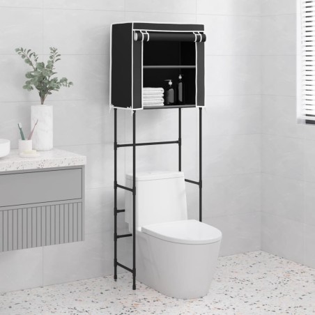 vidaXL Toilettenregal 2 Ablagen Schwarz 56x30x170 cm Eisen