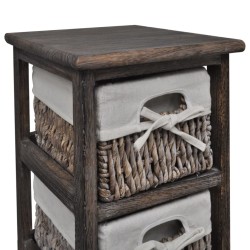 vidaXL Holz-Schränkchen mit 5 Flechtkörben Braun 