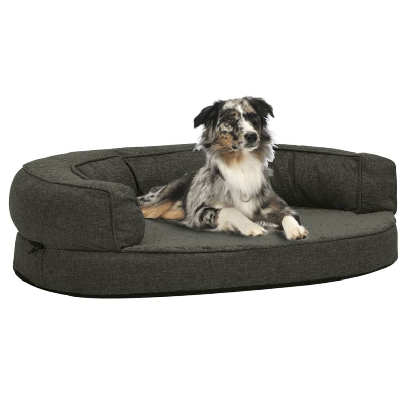 vidaXL Hundematratze Ergonomisch 75x53cm Leinenoptik Fleece Dunkelgrau vidaXL Hundematratze Ergonomisch 75x53cm Leinenoptik Fleece Dunkelgrau