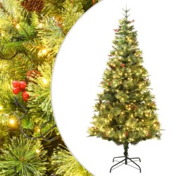 vidaXL Weihnachtsbaum mit LEDs & Kiefernzapfen Grün 150 cm PVC & PE