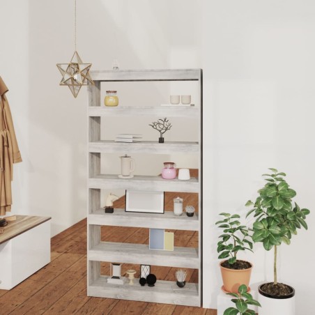 vidaXL Bücherregal/Raumteiler Grau Sonoma 100×30×198 cm Holzwerkstoff