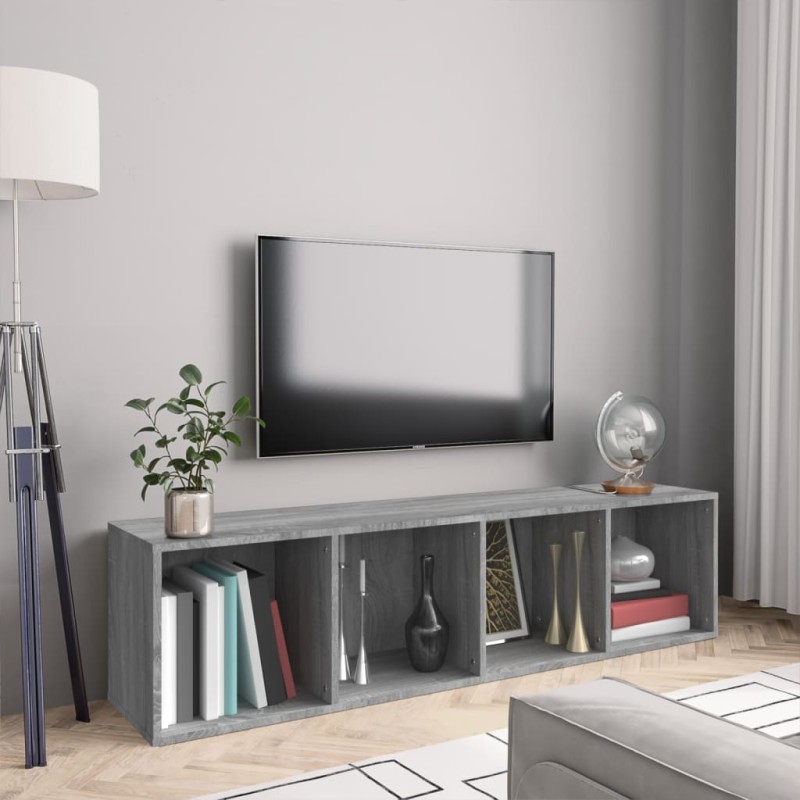 vidaXL Bücherregal/TV-Schrank Grau Sonoma 143x30x36 cm Holzwerkstoff vidaXL Bücherregal/TV-Schrank Grau Sonoma 143x30x36 cm Holzwerkstoff