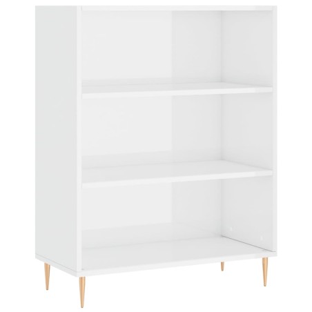 vidaXL Bücherregal Hochglanz-Weiß 69,5x32,5x90 cm Holzwerkstoff