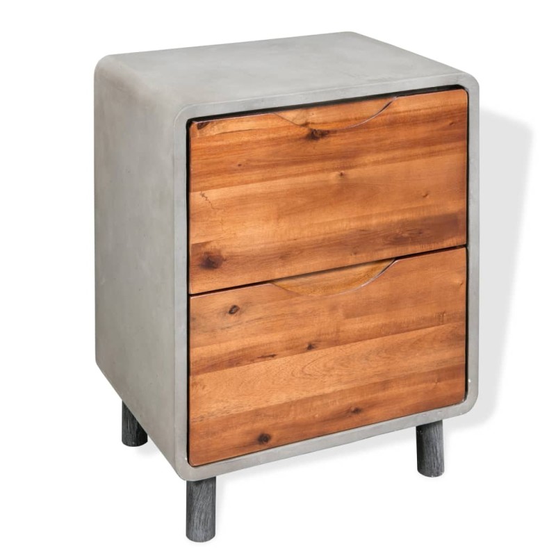 vidaXL Nachttisch Beton Akazienholz Massiv 40 x 30 x 50 cm vidaXL Nachttisch Beton Akazienholz Massiv 40 x 30 x 50 cm