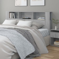 vidaXL Kopfteil mit Ablagen Grau Sonoma 200x18,5x104,5 cm