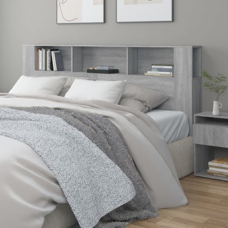 vidaXL Kopfteil mit Ablagen Grau Sonoma 200x18,5x104,5 cm
