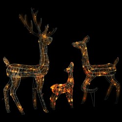 vidaXL LED-Rentier-Familie Weihnachtsdeko Acryl 300 LED Bunt