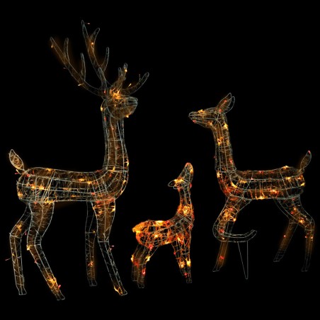 vidaXL LED-Rentier-Familie Weihnachtsdeko Acryl 300 LED Bunt