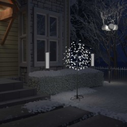 vidaXL Weihnachtsbaum 120 LEDs Kaltweißes Licht Kirschblüten 150 cm
