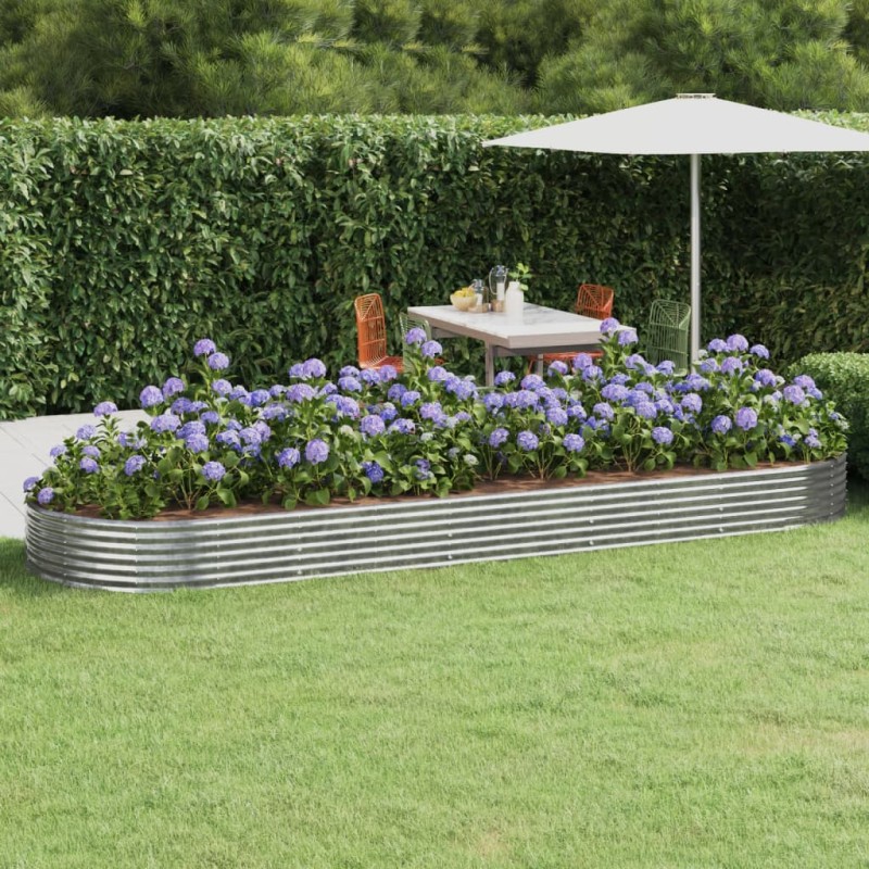 vidaXL Hochbeet Pulverbeschichteter Stahl 450x140x36 cm Silbern vidaXL Hochbeet Pulverbeschichteter Stahl 450x140x36 cm Silbern