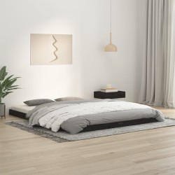vidaXL Massivholzbett Schwarz 150x200 cm Kiefer
