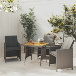 vidaXL Gartentisch Grau 70x70x72 cm Poly Rattan & Massivholz Akazie