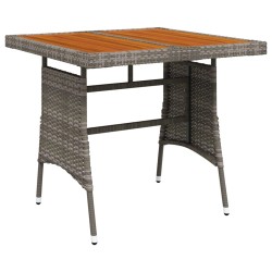 vidaXL Gartentisch Grau 70x70x72 cm Poly Rattan & Massivholz Akazie