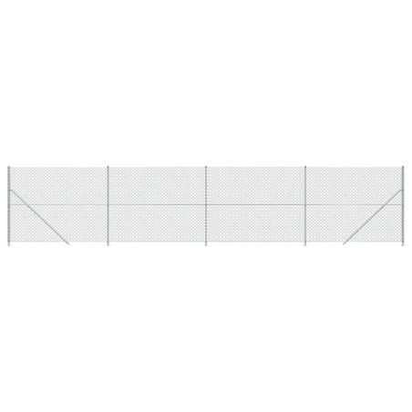 vidaXL Maschendrahtzaun mit Bodenflansch Silbern 2x10 m