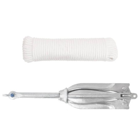 vidaXL Klappanker mit Seil Silbern 12 kg Temperguss