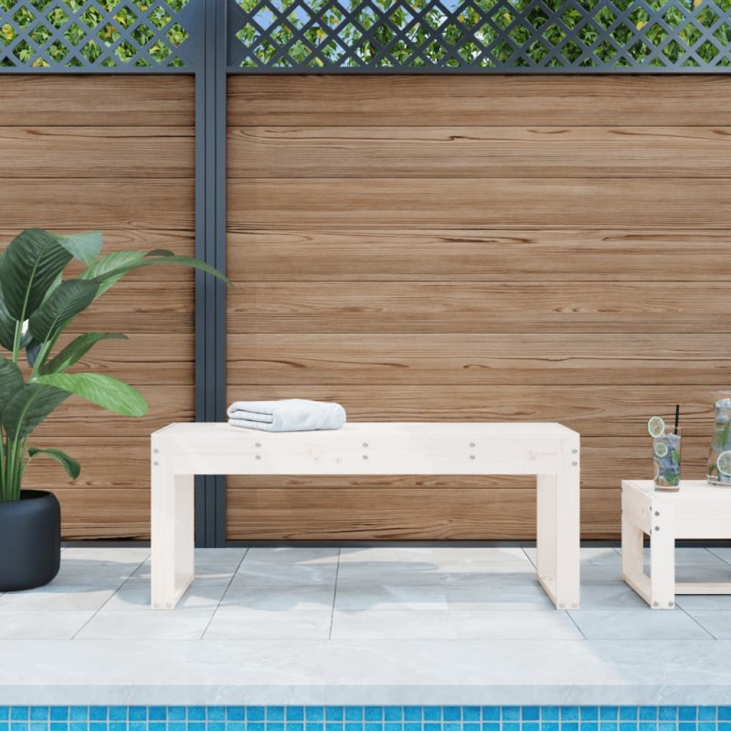 vidaXL Gartenbank Weiß 110x38x45 cm Massivholz Kiefer vidaXL Gartenbank Weiß 110x38x45 cm Massivholz Kiefer