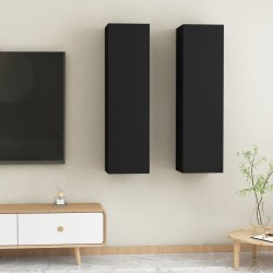 vidaXL TV-Schränke 2 Stk. Schwarz 30,5x30x110 cm Holzwerkstoff