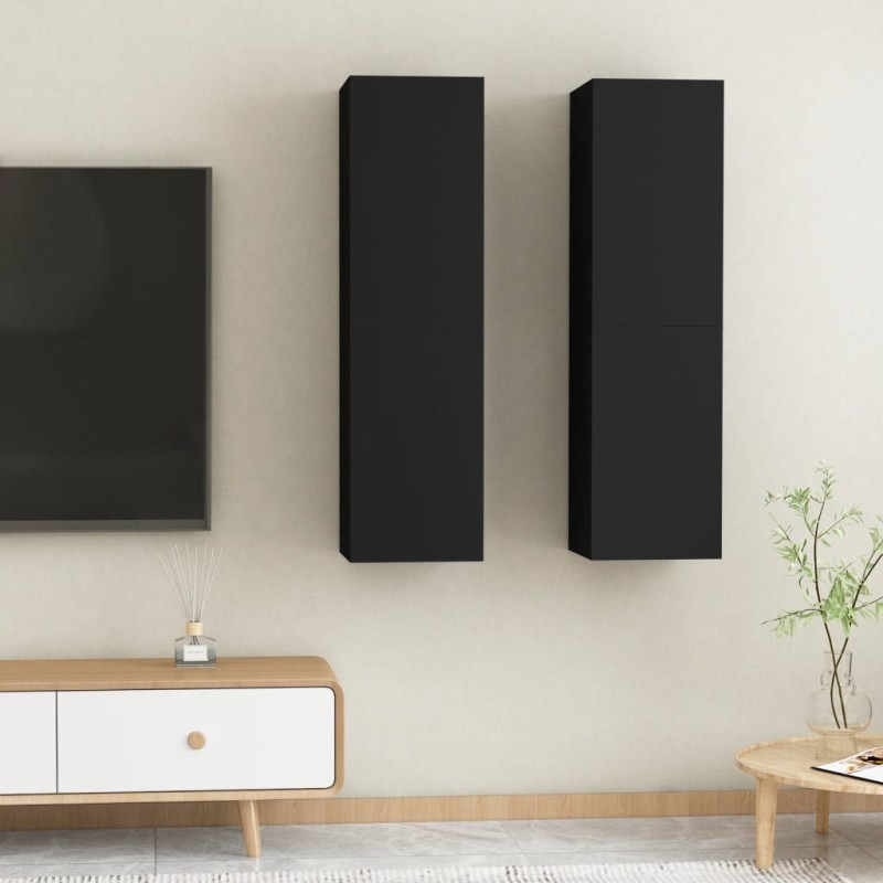 vidaXL TV-Schränke 2 Stk. Schwarz 30,5x30x110 cm Holzwerkstoff vidaXL TV-Schränke 2 Stk. Schwarz 30,5x30x110 cm Holzwerkstoff