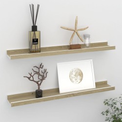 vidaXL Wandregale 2 Stk. Weiß und Sonoma-Eiche 60x9x3 cm