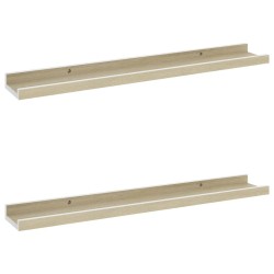 vidaXL Wandregale 2 Stk. Weiß und Sonoma-Eiche 60x9x3 cm