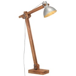 vidaXL Stehlampe Silbern Mango Massivholz E27  