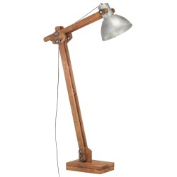 vidaXL Stehlampe Silbern Mango Massivholz E27  