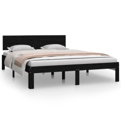 vidaXL Massivholzbett Schwarz Kiefer 140x200 cm