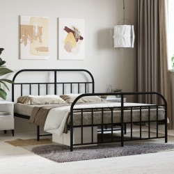 vidaXL Bettgestell mit Kopf- und Fußteil Metall Schwarz 140x200 cm