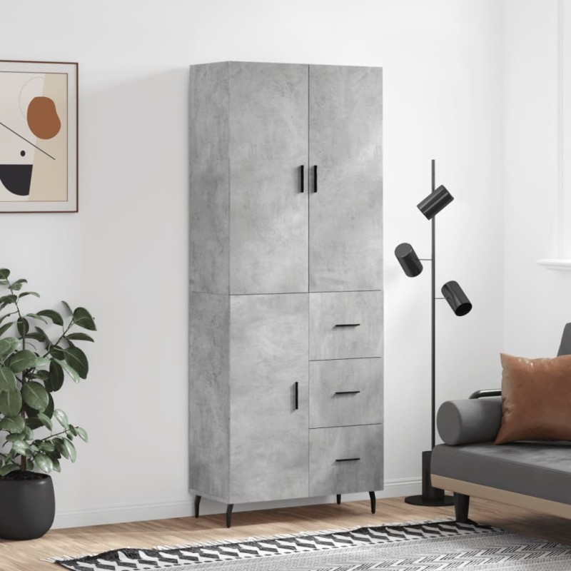 Highboard Betongrau 69,5x34x180 cm Holzwerkstoff Highboard Betongrau 69,5x34x180 cm Holzwerkstoff