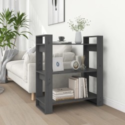 vidaXL Bücherregal/Raumteiler Grau 80x35x91 cm Massivholz Kiefer